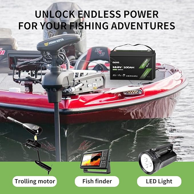 12V 100Ah LiFePO4 Lithium Battery, Built-in 100A BMS with Low-Temp Protection, 15000+ Deep Cycles & 1280Wh Energy for RV, Solar, Marine, Trolling Motor, Home Storage