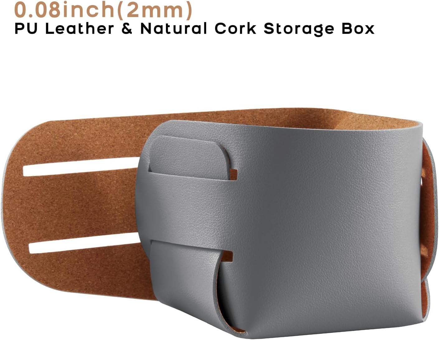 HOMIEAZICOZI 2-Pack Cork Leather Desk Accessories Storage - Pencil Pen Holder - Makeup Brush Holder Organizer - Stylish Addition to Home Decor (Gray)