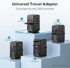 MOMAX Universal Travel Adapter, 120W GaN Fast International Power Adapter, 3 USB C & 1 USB A, Worldwide Travel Plug Adapter, All-in-One Worldwide Wall Charger for USA European UK AUS (Type C/G/A/I)