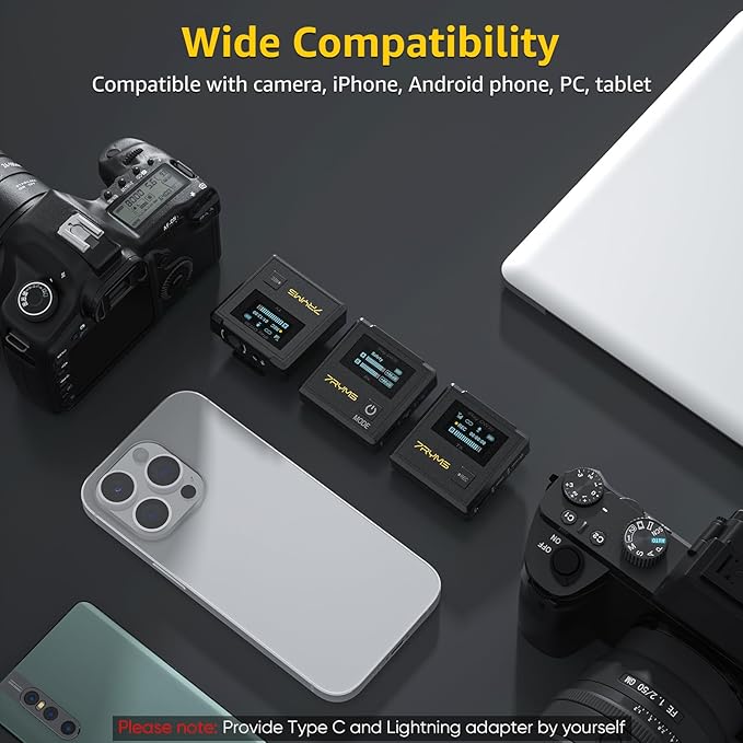 iRay DW30 Wireless Lavalier Microphone with 16GB Internal Recording, Lav Mic Input, USB-C Output, 2.4GHz Wireless Mic for Camera, iPhone, PC - Ideal for Vlogging, Live Streaming, and Video Recording