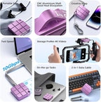 MAIWO 1TB Portable External Solid State Drive Build-in M.2 2230 PCIe NVMe SSD, USB C 3.2 Up to 1050MB/s, Mini Cute PSSD for iPhone 15 16 Pro Max MacBook Pro Air, Aluminum (Pinkish Purple)