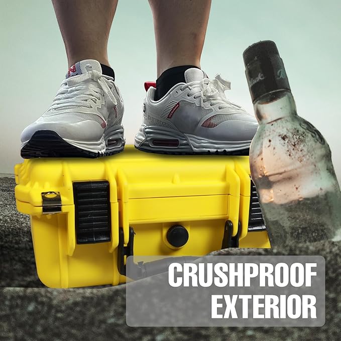 14x 11.5x 6.5 Inch Hard Case, Portable Weather Waterproof Protective Camera Case with Customizable Foam, Fit Use of Drones, Camera, Equipments, Yellow