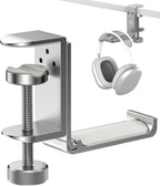 Foldable Headphone Stand and Hook – Aluminum Headset Holder Clamp Mount Under Desk, Universal Fit for Gaming Headphones, Space-Saving Hanger Organizer