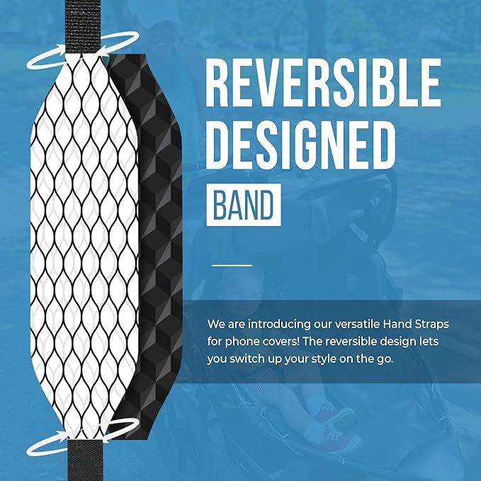 Phone Grip Strap - Pack of 2 Reversible Finger Holder for Phone Back, Customizable Anti-Slip Design, Wireless Charging Compatible Detachable Holder for iPhone - Carbonite Weave