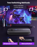 HDMI Splitter with Remote, 3 in 1 Out 4K@60Hz Elepode HDMI Switch, HDMI 2.0 Switch Box Hub for 3D, HDCP2.2, HDR, Compatible with Xbox, PS5/4/3, Fire Stick Roku Blu-Ray Player