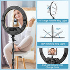 18" Large Ring Light with 60" Tripod Stand for iPhone, Portable Foldable Bi-Color 2500-6500K LED Big Ringlight for iPad with Bluetooth Remote Video Recording YouTube TikTok Photography Makeup