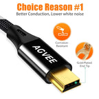 AGVEE 2 Pack 5ft Mini USB Cable, Braided Durable USB-A to Mini-B Charger Charging Cord for TI-84, Garmin GPS, Go-Pro Hero 4 3 2 HD, PS3 Controller, Canon Camera, Blue Yeti Microphone, Black