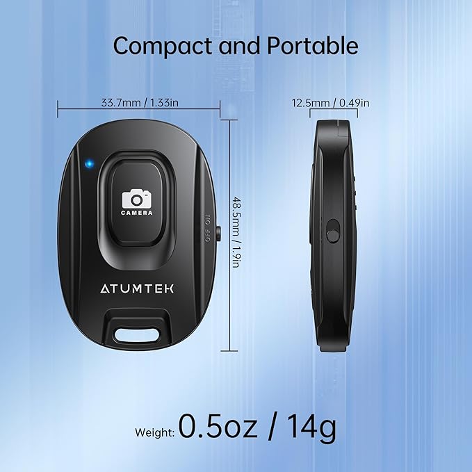 ATUMTEK Camera Remote Shutter for iPhone and Android Smartphones (2 Pack), Wireless Phone Remote Control Selfie Button for Photos and Videos (Bluetooth 5.2), Wrist Strap Included, Black