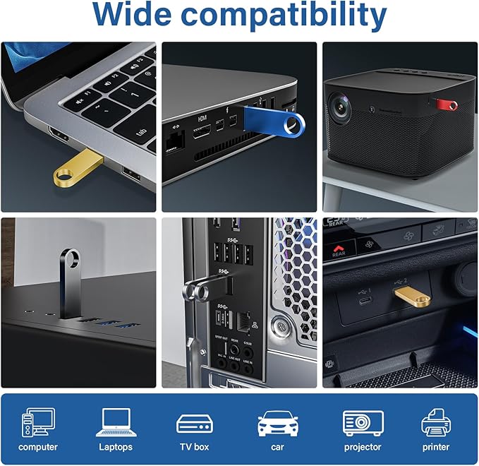 16GB USB Flash Drive 20 Pack, Wooolken Sleek Metal Thumb Drives with Keychains Swivel Memory Stick Pendrive USB 2.0 Jump Zip Drive USB Stick(Gold)