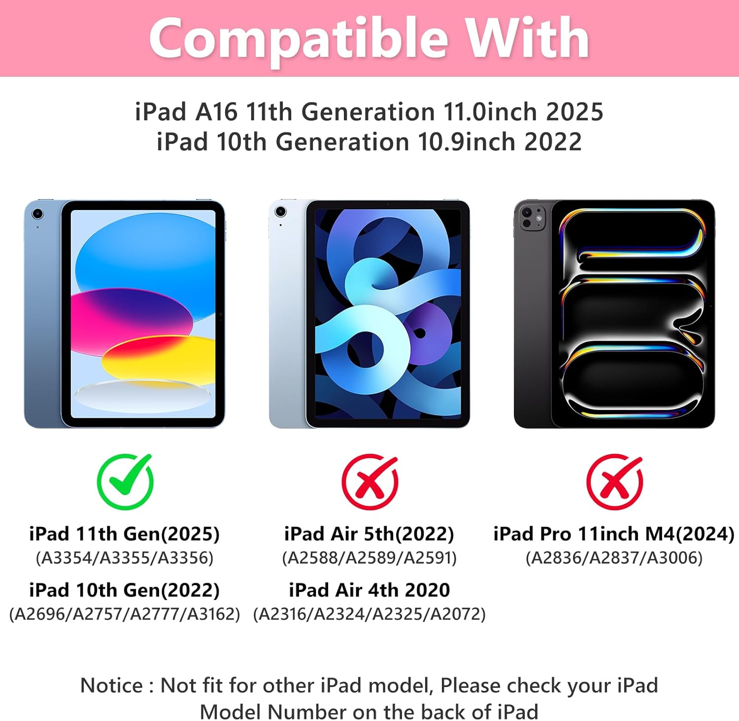 TaIYanG Touchpad for iPad A16 11th/10th Generation Case with Keyboard, 7 Color Backlit 360 Rotation Cover with Pencil Holder,Detachable Keyboard for iPad 11 inch 2025/10th Gen 10.9'' 2022 (Light Pink)