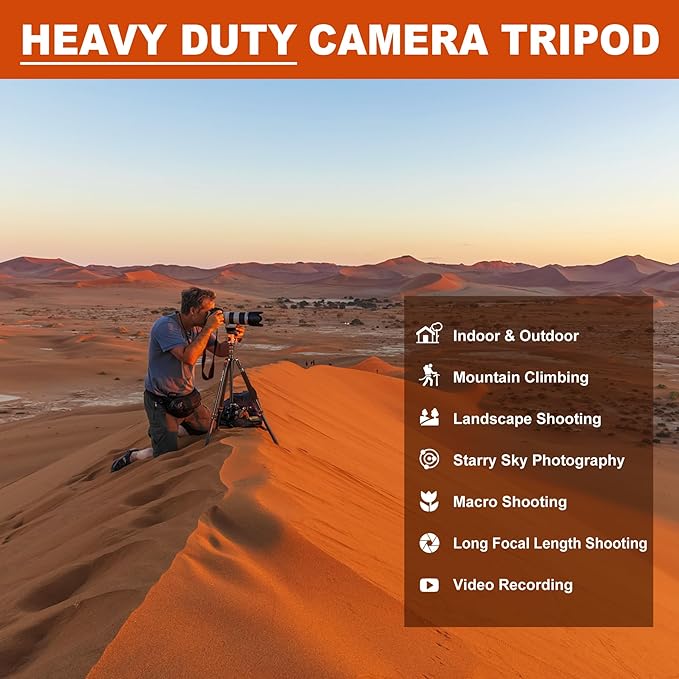 80/85 inches Heavy Duty Tripod for Camera and Phone, 85" Camera Monopod Tripods, DSLR Binoculars Spotting Scope Camcorders Video Tripod Stand, 360 Degree Ball Head, 35 lbs Loads