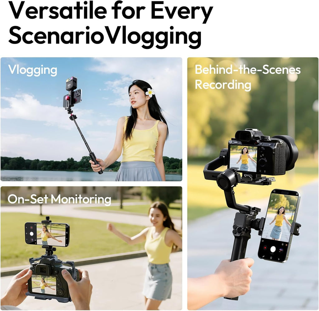 ULANZI MA61 Metal Phone Tripod Mount with Cold Shoe, 360° Adjustable Hot Shoe Camera Phone Mount for iPhone 16 15 14 Pro Max, Samsung Galaxy, Aluminum Alloy Clamp for Vlogging, Live Streaming, Video