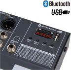 Boytone BT-60MX, 6 Channel Bluetooth Audio Mixer - DJ Sound Controller, USB MP3 Player, 4 XLR Microphone Jack, 7 Band EQ, 16 DSP Digital Multi Effects Processor, RCA IN-OUT Jack, 48V Phantom Power