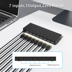 Y.D.F 7 Port HDMI Switch, 4k@60Hz HDMI Switcher 7 in 1 Out HDCP 2.0 Manual HDMI 2.0 Hub Support 3D Compatible with Nintendo Switch/OLED/Xbox/ PS5/4 Blu-Ray Player Fire Stick Roku Apple TV Chromeca