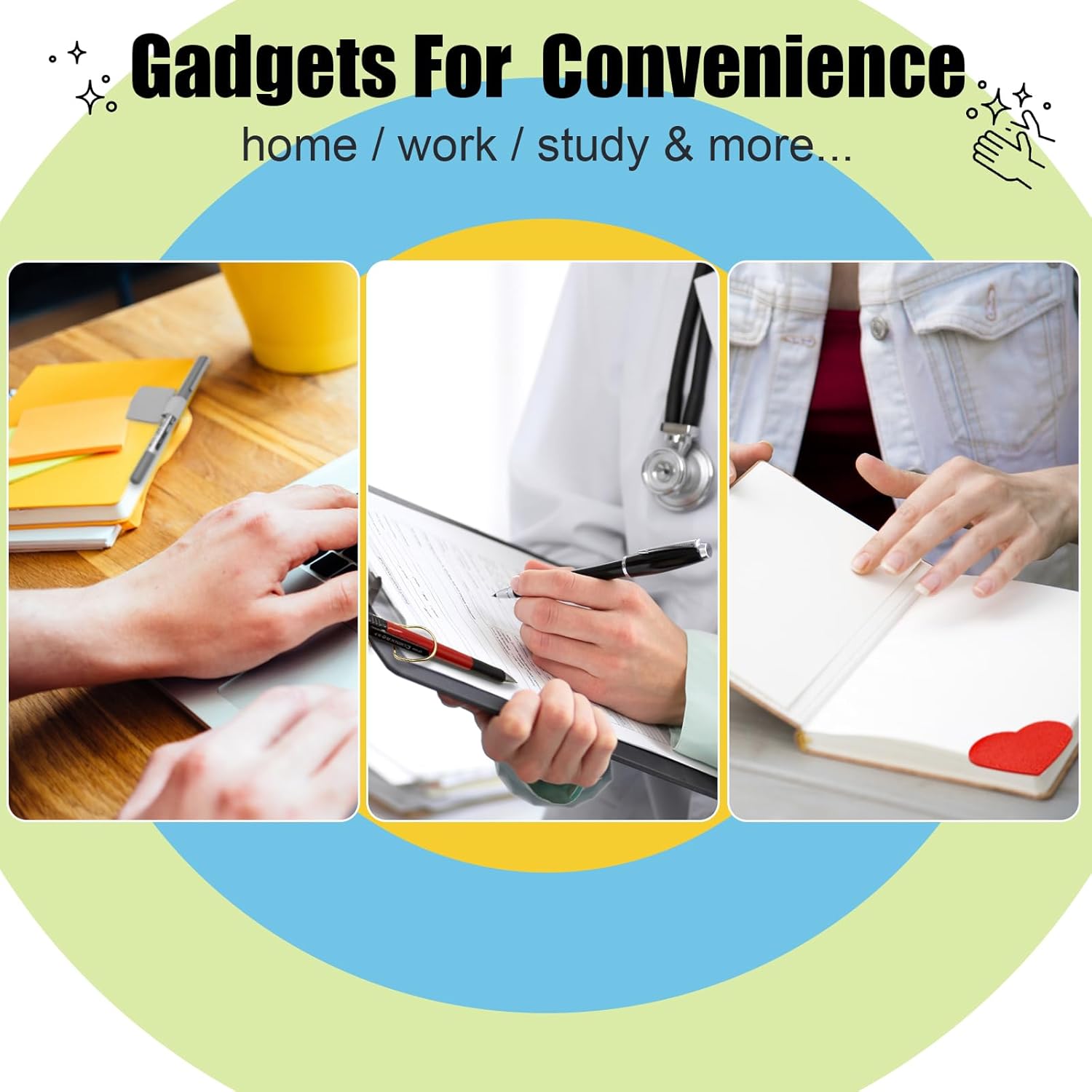 Pen Loop Holder for Notebook 12 Pack Self-Adhesive Stick On Pen Holder with Extra 2 Pens Clips 1 Leather Bookmarks As COMBO for Planner Journal Tablet Clipboards Calendars Bible Campus School Office