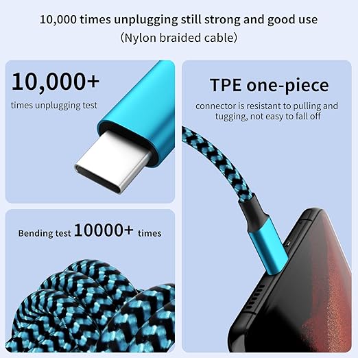 100W USB C Multi Charging Cable,3 in 1 USB C Cable Fast Charging with E-Mark Chip,Universal Charging Cable with Type-C, Micro USB,IP Port for iPhone16/15/Cell Phones and More