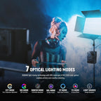 NEEWER 105W RGB LED Panel Video Light Kit with Barn Doors, 1200 LEDs 31500Lux/0.5m 2500K-10000K CRI96+/TLCI97+ Dimmable, APP/2.4G/Panel/DMX Control, Studio Photography Video Recording Lighting, AP100C