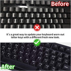 2PCS Thai-English Keyboard Letters Replacement Stickers - White Font on Black Background for Computer, Laptop, Notebook, Desktop - Matte Vinyl Alphabet Stickers