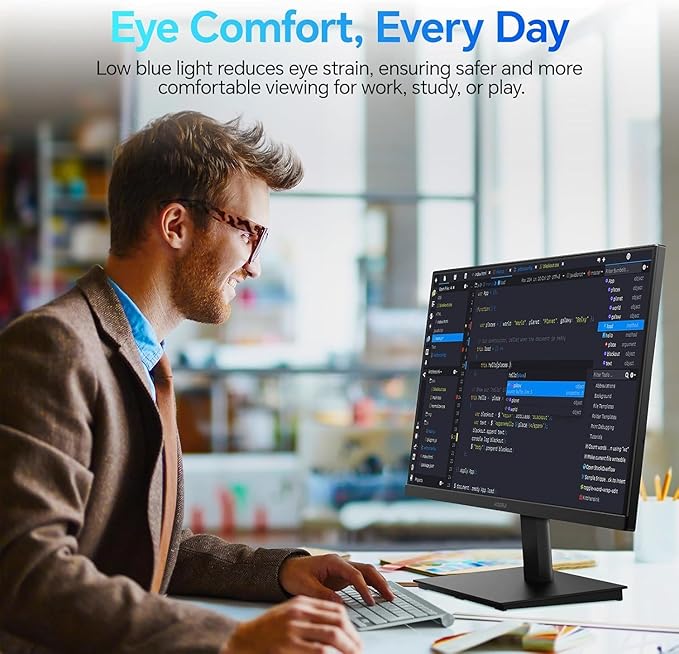 KOORUI 27 Inch Monitor, Full HD 1080P 100Hz Computer Monitor, IPS Display, HDMI, VGA, 4ms Response Time, 100 x 100 mm VESA Mountable, Frameless, Ergonomic Tilt, Black