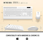 White Wireless Keyboard and Mouse Combo - Full-Size Quiet Keyboards with Palm Rest, Phone Holder, Multimedia Keys, Batteries Included, Office Key Board Compatible with Windows, PC, Laptop - Trueque