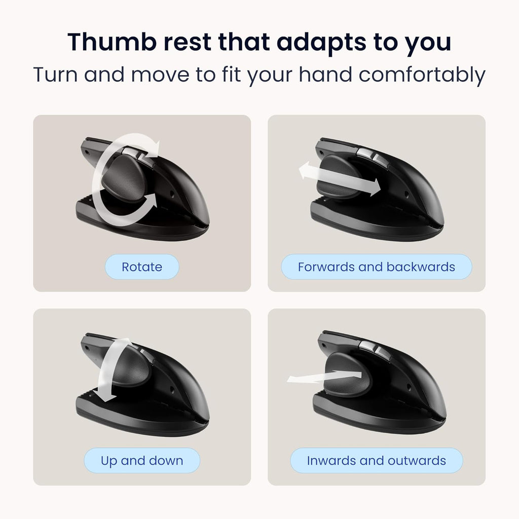 Contour Unimouse Ergonomic Vertical Mouse – Adjustable 35°-70° Angle, Customizable Thumb Rest, Rechargeable Battery with Long Life, 6 Programmable Buttons, Ideal for All Day Comfort and Pain Relief 