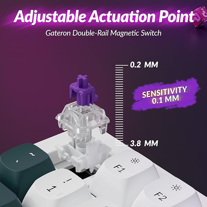 Keychron Q3 HE Wireless Custom Mechanical Keyboard, 2.4 GHz/Bluetooth/Wired QMK Rapid Trigger 80% TKL Hot-Swappable Programmable RGB Gateron Double-Rail Magnetic Switches for Mac Windows, Shell White