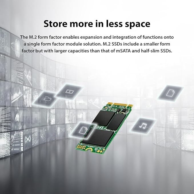 Transcend 512GB M.2 2242 SATA III SSD with Dram Cache, Up to 560MB/s, Compatible w/Ultrabook/Laptop/PC/Desktop, 3D TLC NAND Flash Internal Solid State Drive, LDPC Error Correction, SLC Cache, B+M Key