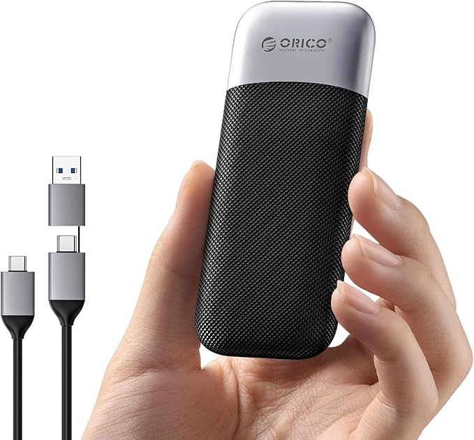ORICO 512GB Portable SSD, Up to 1050MB/s, Compact with 2 in 1 USB C & A Cable, External Solid State Drives, Reliable Storage for USB C Smartphone, Tablet, PC - M10PRO