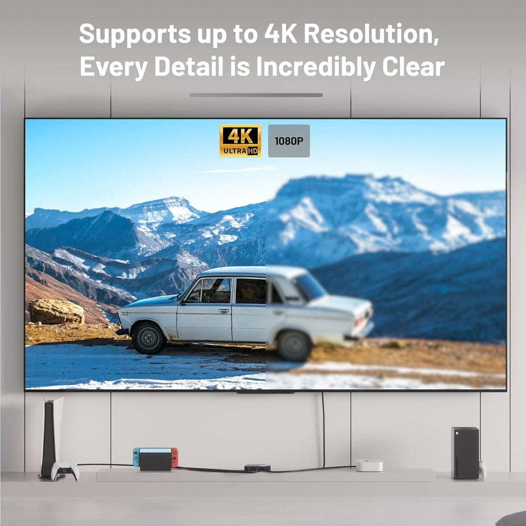 NEWCARE HDMI Switch 3 in 1 Out, 4K@60Hz HDMI 2.0 Switch with 2.6FT HDMI Cable, 3-Port HDMI Switcher Selector, Supports 4K 30Hz 3D 1080P HDCP2.2 for PS5 Xbox DVD Player Fire Stick PC, Grey