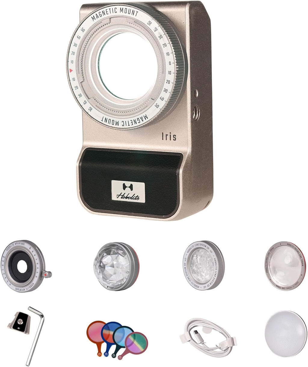 Iris Portable LED Photography Light Creator Kit with LCD Display, App Control, CRI/TLCI 96+, 2700-6500K Bi-Color On Camera Light for Content Creators, 5W, Black