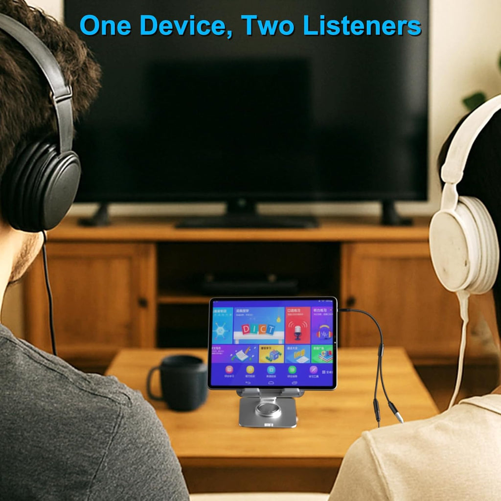 3.5mm TRRS Splitter for 2 Headphones 1FT 2-Pack, Dual Support Audio & Mic, 3.5 mm Aux Jack Cable 1 in 2 out, Double 1/8" Stereo Female Adapter,Headset Split Y Cord 2 Way for Phone/Tablet/Laptop/PC/MP3