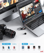 uni SD Card Reader, High-Speed USB C to Micro SD Card Adapter USB 3.0 Dual Slots, Memory Card Reader for SD/Micro SD/SDHC/SDXC/MMC, Compatible with MacBook Pro/Air, Chromebook, Android Galaxy