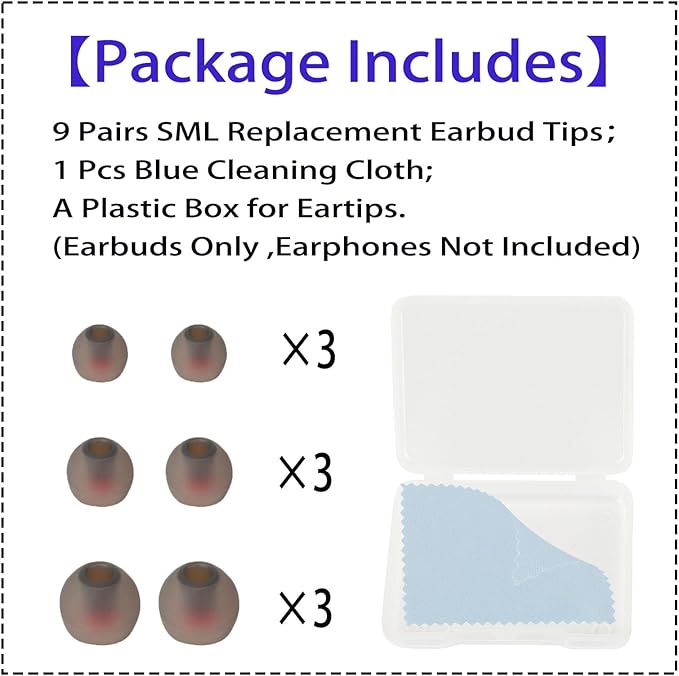 9 Pairs Earbud Tips,Silicone Replacement Earbud Tips Inner Hole 3.8mm -5.5mm, Headphone Ear Cover Fit Most in-Ear Headphones,Black Red(SML)