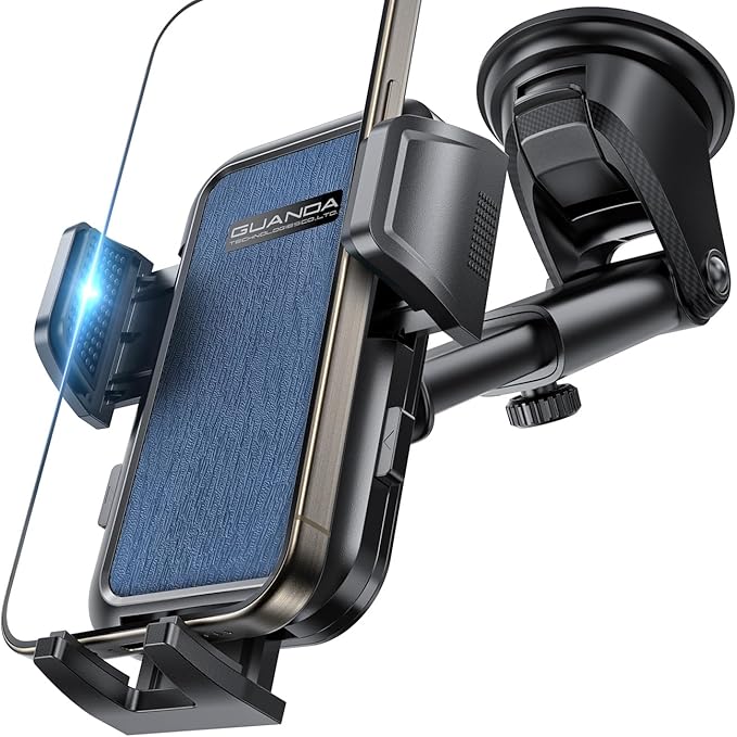 [2025 New] Dashboard Phone Holders for Your Car [Military Grade Stable] Phone Holders for Your Car, Non-Slip Silicone Carbon Fiber Car Phone Mount, Rotatable Suction Cup for All Phone, Blue