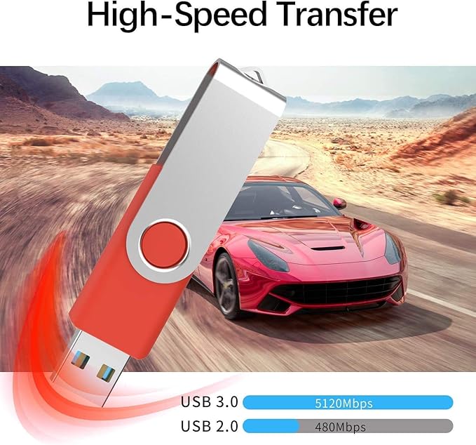 TOPESEL 5 Pack 64GB USB 3.0 Flash Drive Memory Stick Thumb Drives (5 Mixed Colors: Black Blue Green Red Silver)