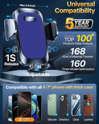 HTU Upgraded Strongest Suction Car Phone Holder Bendable Arm, Never Block View Rotatable Cellphone Mount for Dashboard Windshield Vent, Cradle Stand for iPhone 16 15 14 13 12 Pro Max (Lndigo Blue)