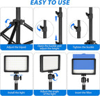 LED Photo Video Light 3-Pack, Ci-Fotto Dimmable 5600K USB LED Continuous Light Photography Light with Tripods and Color Filters for Photo Studios, YouTube, TikTok, Video Recording, Game Streaming