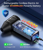 Compressed Air Duster, 360000 RPM Electric Air Duster, Rechargeable Cordless Air Blower Power Turbo Fan,5 Gears Adjustable Jet Dry Blower Replace Air Can for Keyboard Computer Car Outdoor Home