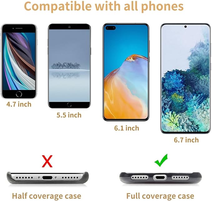 OUTXE Universal Phone Lanyard 2 Packs - 2× Adjustable Neck Strap, 4× Phone Patches- Black