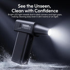 ULANZI AD02 Storm Electric Air Duster V2, 13W High-Speed Compressed Air Duster, 12.5W Fast Charge, Variable Speed, with 200-Mesh Filter & LED Light, Portable Mini Dust Blower for Camer Cleaning