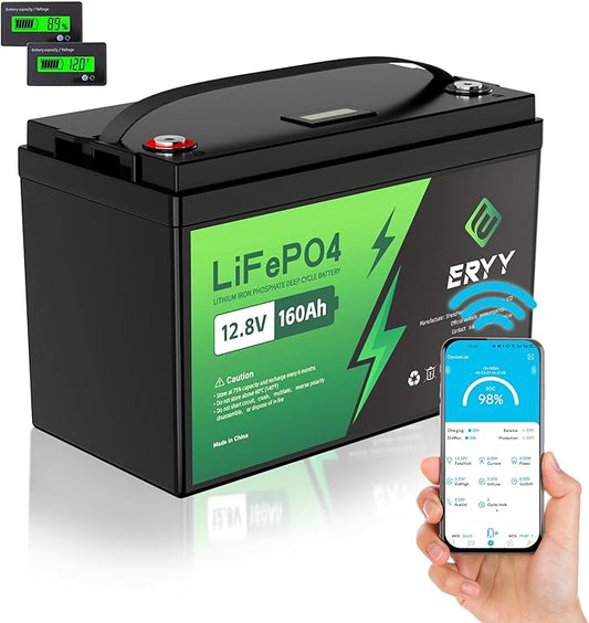 12V 160Ah LiFePO4 Battery Bluetooth, Group 31 RV Lithium Batteries 12V, 2048Wh Energy & 100A BMS, 5000+ Deep Cycle Trolling Motor, RV, Boat, Solar, Off-Grid, Camping, Golf Cart