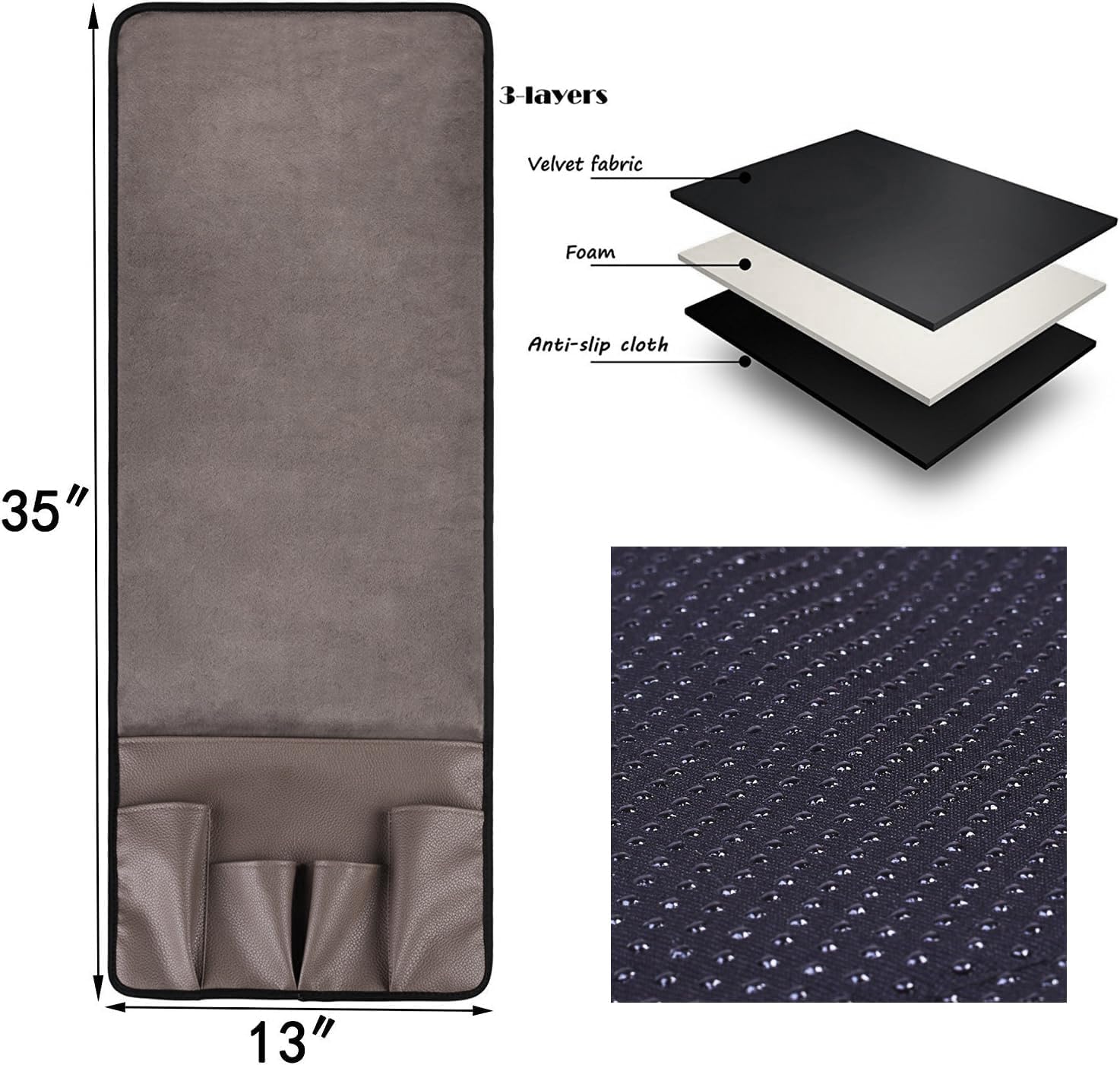 Wanty Velvet Sofa Couch Chair Armrest Soft Caddy Organizer Holder for Remote Control, Cell Phone, Book, Pencil (Brown)