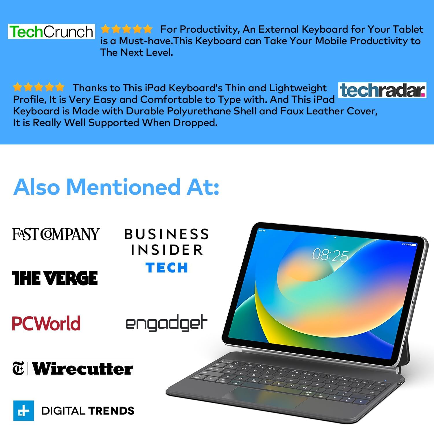 Keyboard Case for iPad 10th Generation 2022 & 11th (A16, 2025) – Magic-Style Keyboard with Multi-Touch Trackpad – Floating Cantilever Stand – Magnetic Case for iPad 10.9 inch 10th / 11th Gen.