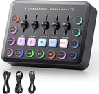 F11 Gaming Audio Mixer, Sound Board for PS5/ PC/Phone, Live Streaming Audio Interface with 3.5mm/XLR Microphone Input, Individual Control Live Sound Card, DJ Mixer Effects, Voice Changer, Denoise
