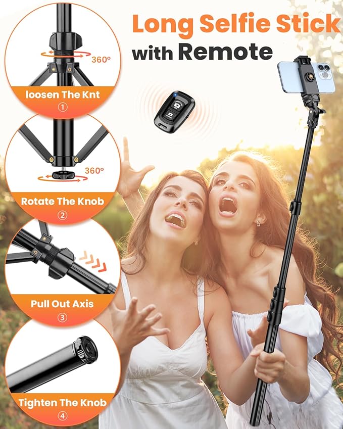 Victiv 71" Phone Tripod, Camera Stand Tripod with Remote and Phone Holder, Sturdy & Stable, Height Adjustable Selfie Stick Mode, Perfect for Selfies Video Recording/Cooking/Vlog/Photo