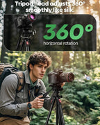 68" Lightweight Camera Tripod Stand, Compact Portable Travel Aluminum Tripod for DSLR/SLR, Compatible with Canon/Nikon/Phone (Supports 8.8 lbs, Weighs 2.46 lbs) Black