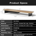 White Oak Dual‑Tier Ergonomic Desk Setup – Modern Wooden Monitor Stand & Workspace Riser, Home Office & Minimalist Aesthetic (White Oak, Large)