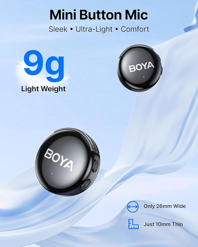 BOYA BOYALINK 3 Wireless Lavalier Microphone for iPhone/Android/Camera/PC/Tablets,AI Noise Cancellation,48kHz/24Bit Studio Sound,APP Control,984ft 30h Battery with Charging Case for Vlogging Interview