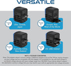 Ceptics Universal Travel Adapter, 5 in 1 Universal Laptop Charger with 2X USB-A & USB-C 3.5A for Mobiles, Laptops, Cameras US, UK, EU, AU, All in 1 Type A, C, G, I Output,