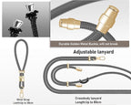 Cell Phone Lanyard Adjustable Crossbody Phone Lanyard *1 Phone Wrist Strap *1 with Deluxe Gold Matal Buckle + Clear Tether Tabs *2 for Shopping Travelling Hiking(BLACKGRAY)